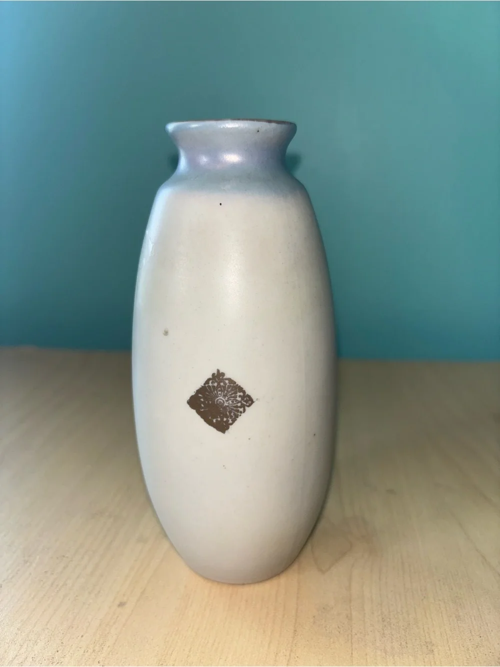 Floral Porcelain Vase in White with Pink and Green Rose Design